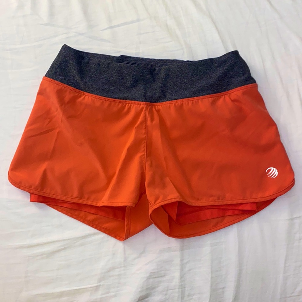 MPG athletic peach-colored shorts (double-lined) with back zipper